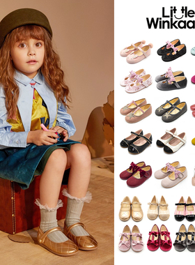 75Z Little家 西班牙little winkaa 女童宝宝蝴蝶结舞蹈鞋软