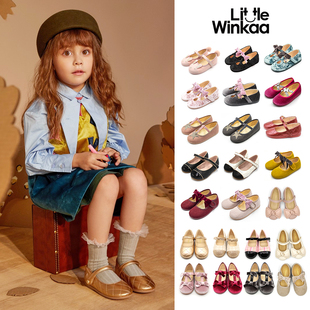女童宝宝蝴蝶结舞蹈鞋 75Z winkaa 西班牙little 软 Little家