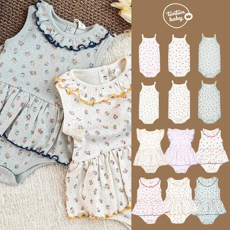 85Z Little现货 tuntun SS25春夏女童宝宝印花包屁衣
