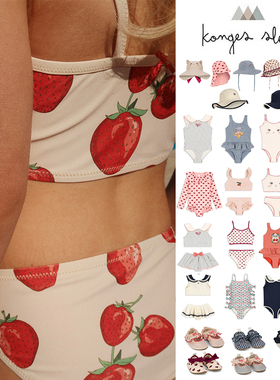 65Z Little现货 丹麦Konges slojd SS25春夏女宝格纹泳衣泳帽泳鞋