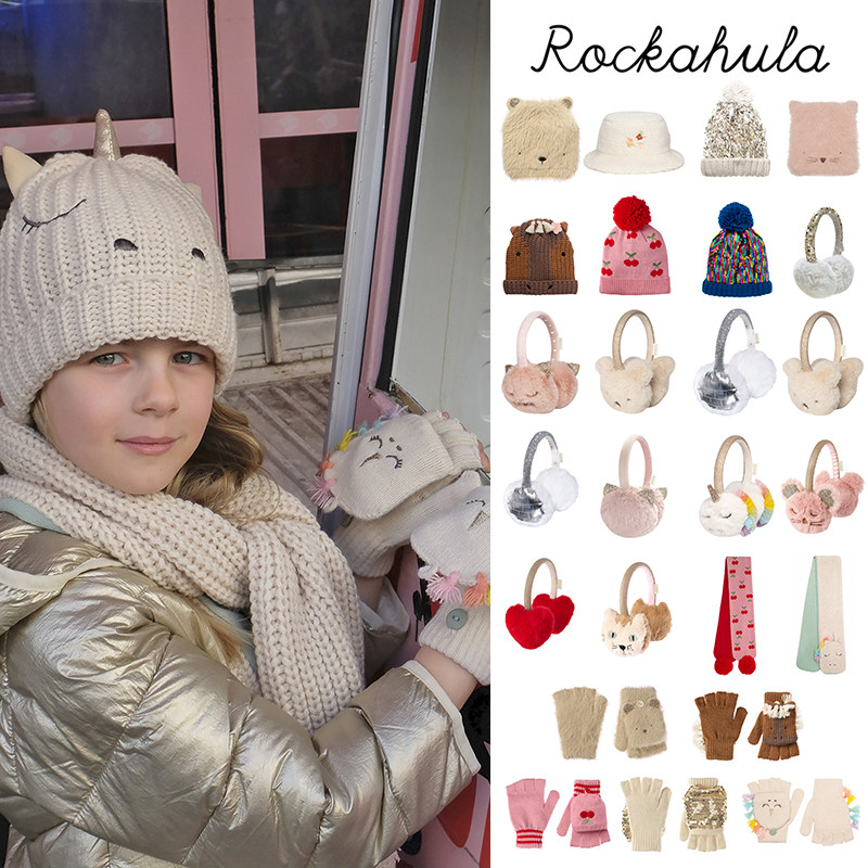 85Z 补Little现货英国Rockahula FW25儿童动物图案帽子手套护耳罩