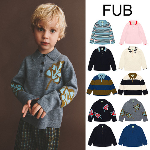 Little现货 丹麦FUB FW26秋冬儿童中性翻领针织上衣polo衫