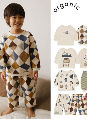 65Z补货Little家 英国organic zoo FW25秋冬男女宝卫衣喇叭裤长裤