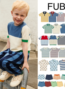6Z Little现货 丹麦FUB SS25春夏儿童中性有机棉条纹短袖T恤短裤