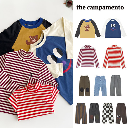 Little现货西班牙the campamento FW26儿童T恤高领打底衫牛仔长裤