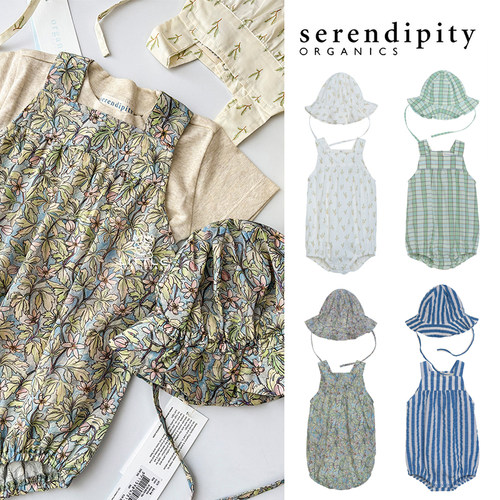 65Z 补货Little现货丹麦serendipity SS25女宝有机棉包屁衣遮阳帽