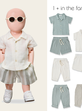 Little现货西班牙1+in the family SS26男宝纯棉短袖衬衫短裤长裤