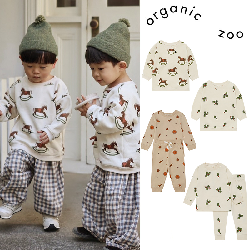 88Z Little英国organic zoo FW25秋冬宝宝圣诞系列卫衣卫裤套装