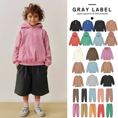 Little现货 荷兰gray label FW26秋冬儿童纯色有机棉连帽卫衣卫裤
