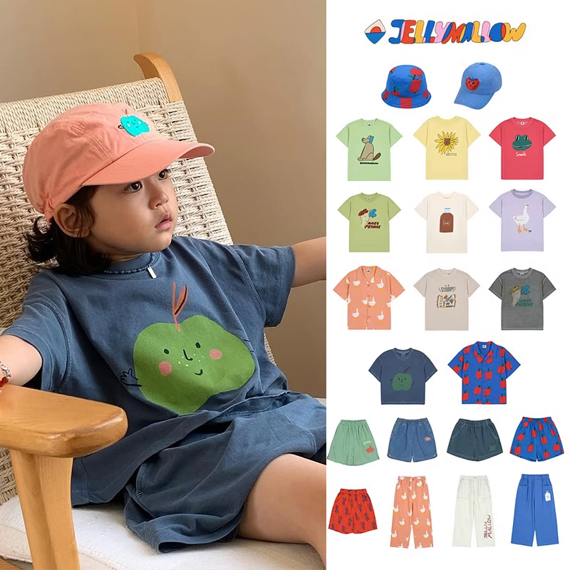 6Z Little现货jellymallow SS25春夏儿童纯棉短袖短裤长裤棒球帽