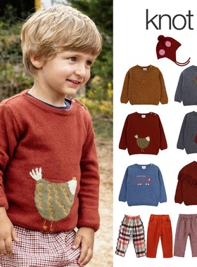 5件3折Little现货葡萄牙 knot SS23春夏儿童针织图案毛衣裤子帽子