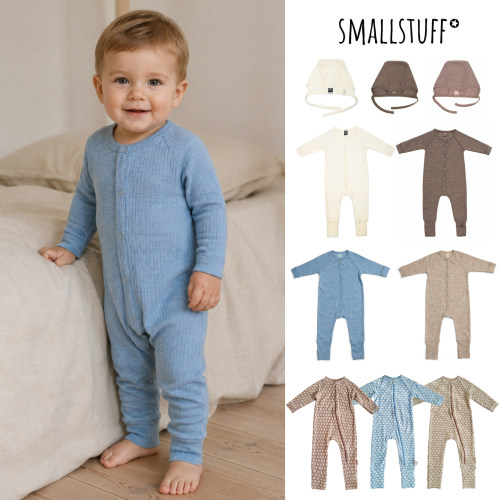 little家现货丹麦 Smallstuff FW26美利奴羊毛长袖连体衣系带帽子