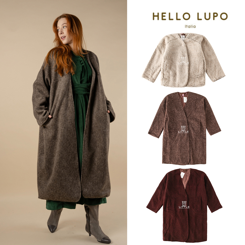 6Zlittle现货意大利hello lupo FW23秋冬成人中长款休闲羊毛大衣-封面