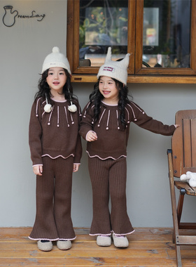 Little现货 Dua perla FW25新款秋冬纯羊毛棕色流星上衣裤子套装