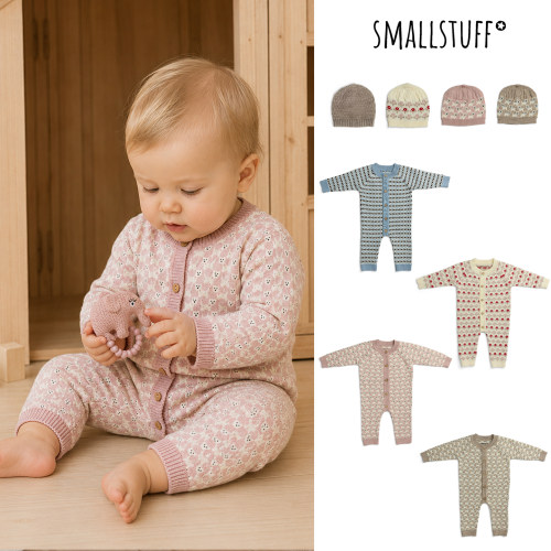 little家现货丹麦 Smallstuff FW26美利奴羊毛针织动物连体衣帽子