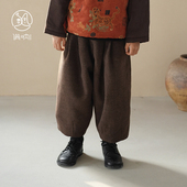 保暖厚裤 Little现货 满呐FW25秋冬毛呢空气裤 男女童拜年服