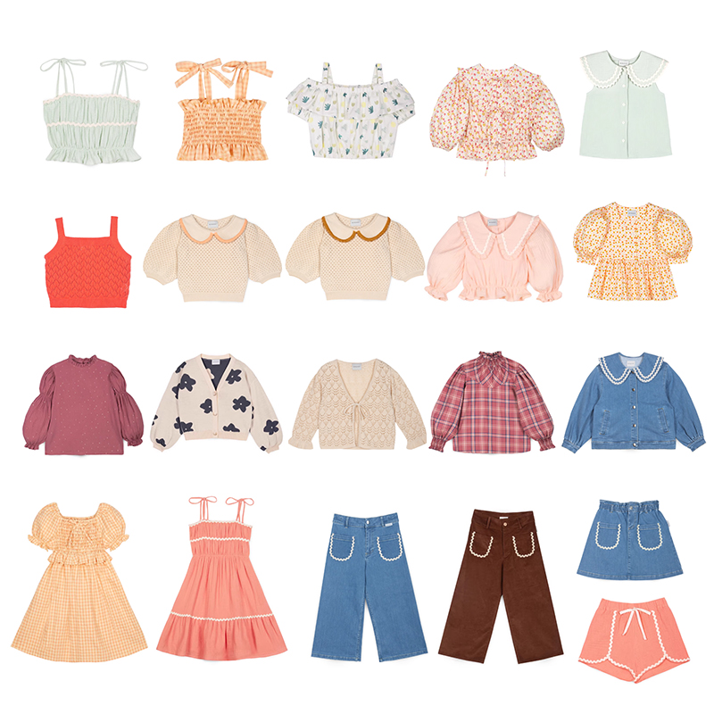 54 mipounet春夏秒杀合集SS24女宝吊带上衣半裙长裤毛衣发带