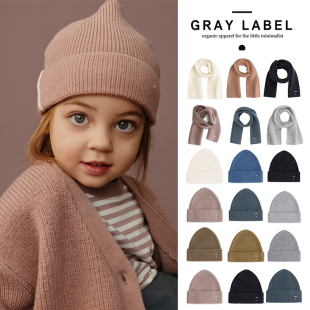 85Z现货Little荷兰gray FW25秋冬羊毛儿童针织帽子保暖围巾 label