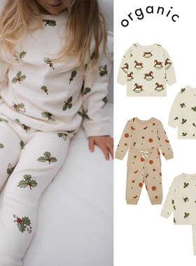 7Z Little英国organic zoo FW25秋冬宝宝圣诞系列卫衣卫裤套装