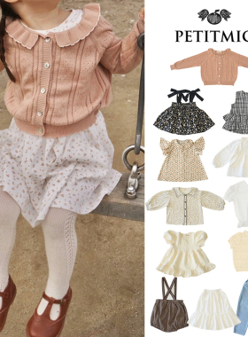 5Z现货Little日本petitmig SS25儿童宝宝短袖上衣半裙背带裤