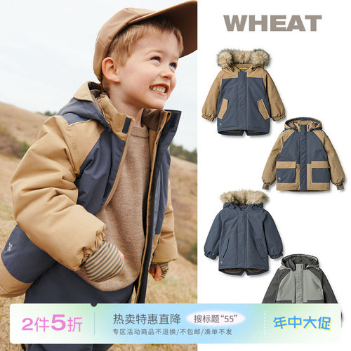 55 Little现货丹麦WHEAT FW25男女宝宝防风加厚夹克棉服冲锋衣