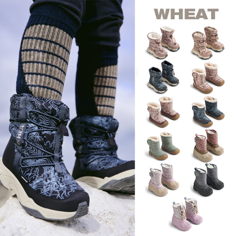 Little现货 丹麦WHEAT FW26秋冬儿童加绒加厚雪地靴棉靴长筒靴