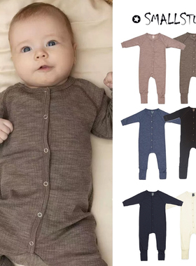 little现货 丹麦Smallstuff FW25 婴儿柔软美利奴羊毛连体衣