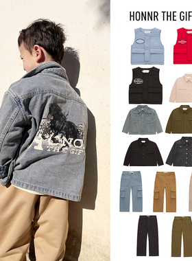 5件3折 Little家 美国HONOR THE GIFT SS23宝宝翻领夹克马甲长裤