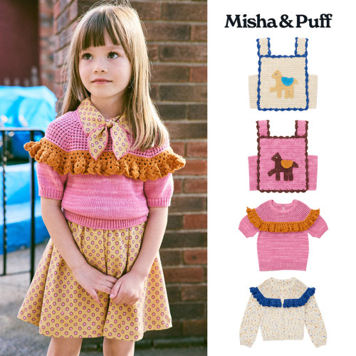 7Z Little现货Misha Puff SS26春夏儿童针织开衫外套短袖上衣马甲