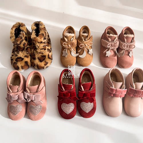85Z Little现货西班牙little winkaa FW25女童公主风皮靴短靴加绒