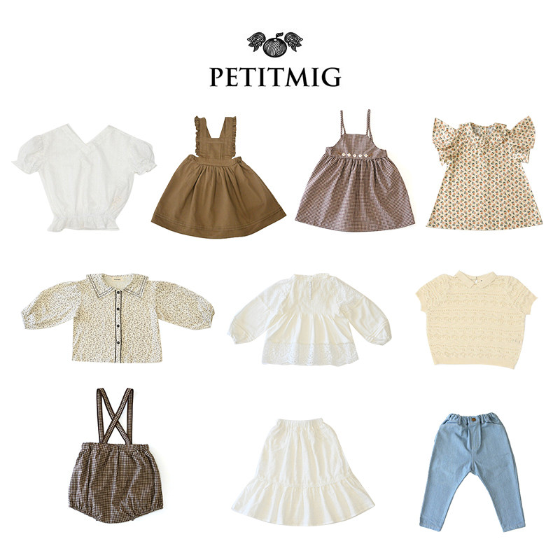 3件5折现货Little日本petitmig SS25儿童宝宝短袖上衣半裙背带裤