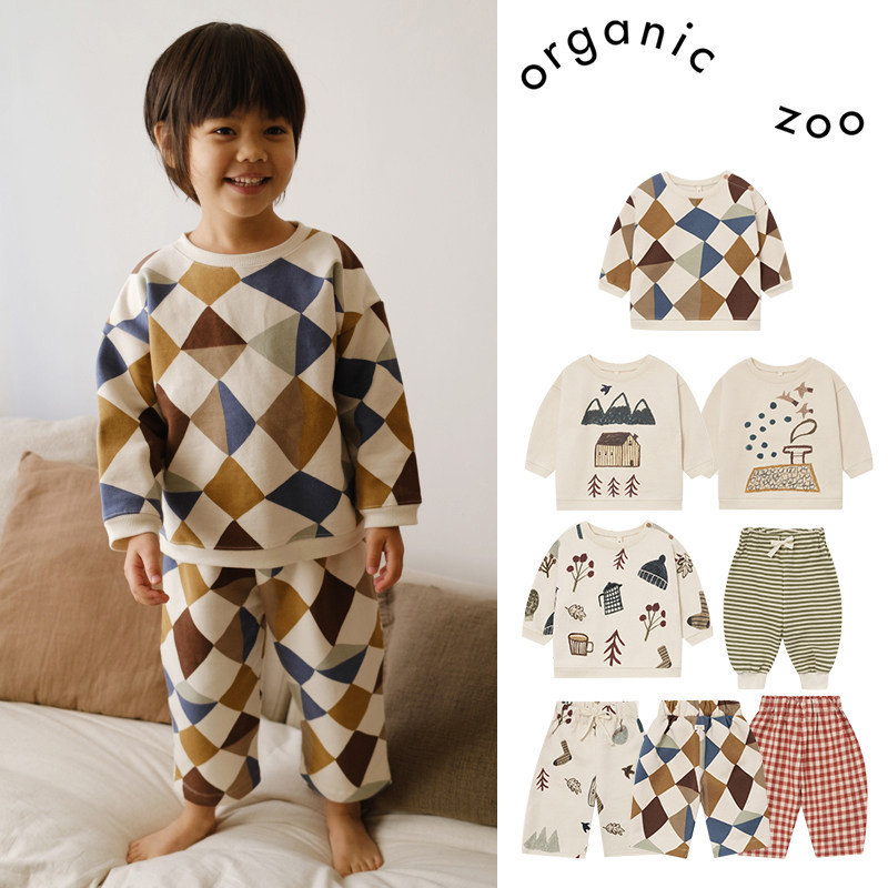 6折 Little家 英国organic zoo FW25秋冬男女宝卫衣喇叭裤长裤