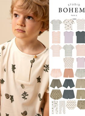 5Z Little现货 法国 boheme SS24儿童中性款印花短袖T恤短裤