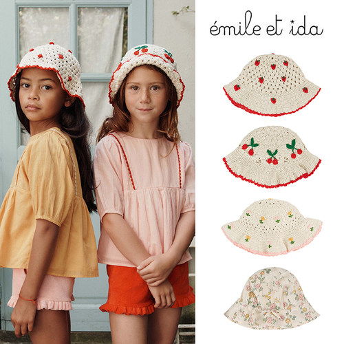 Little现货 法国emile et ida SS26春夏女宝钩织帽子碎花遮阳帽