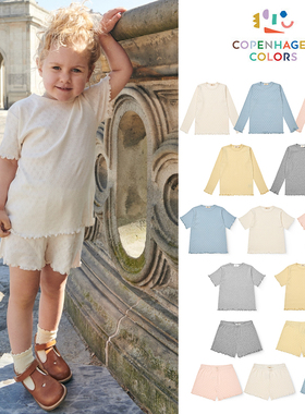 Little现货Copenhagen Colors SS26春夏儿童木耳边短袖打底衫短裤