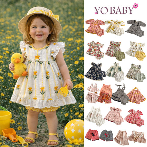 7Z Little现货印度YOBABYONLINE  SS26女宝上衣花苞裤套装短裤