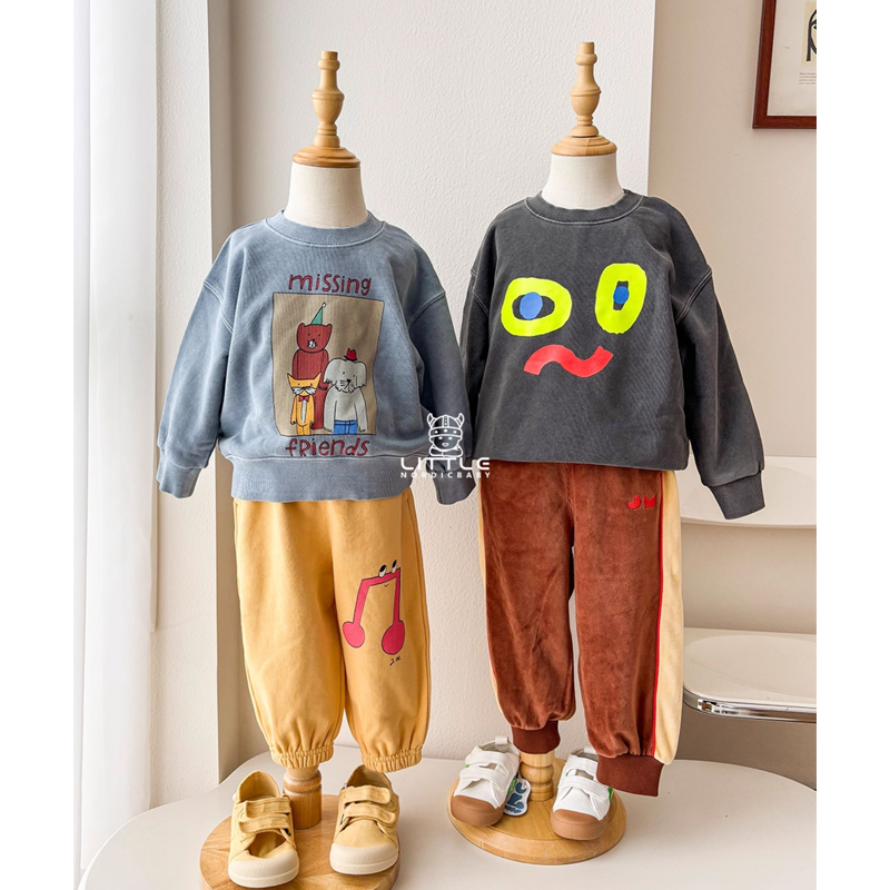 9Z Little现货 jellymallow FW25秋冬儿童中性印花卫衣卫裤