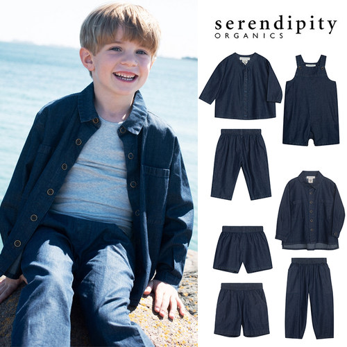 Little现货 丹麦serendipity SS26儿童中性牛仔衬衫背带裤子外套
