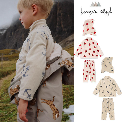 3件5折Little现货丹麦Konges Slojd FW25儿童抓绒套装帽上衣裤子