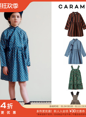 54 Little家英国 Caramel FW24秋冬女宝宝印花长袖无袖连衣裙