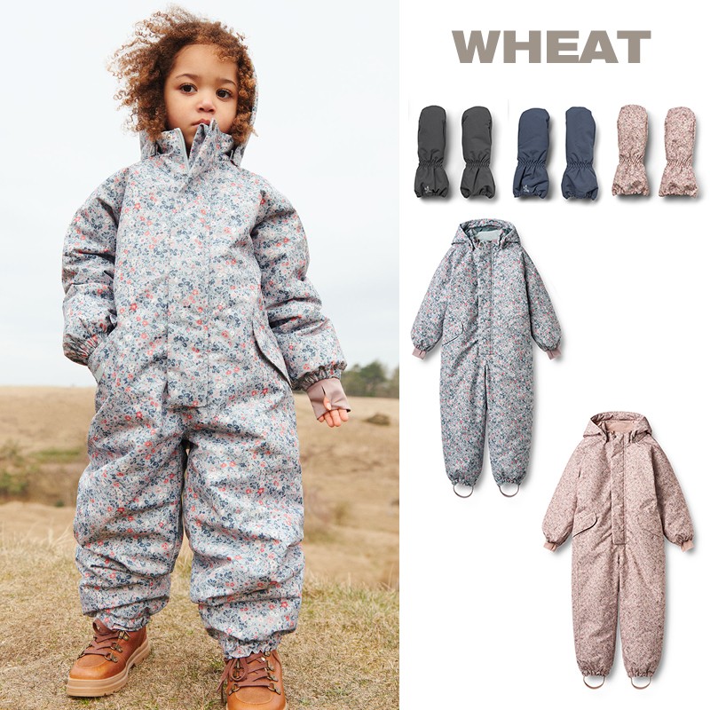 9Z Little现货丹麦WHEAT FW25秋冬儿童防水防风滑雪服连体服手套
