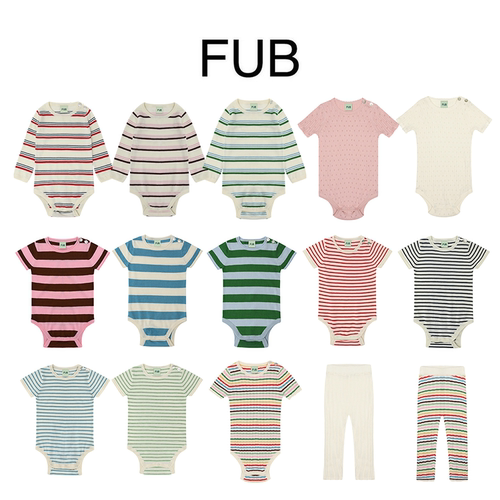 6Z Little现货  丹麦FUB SS26婴儿宝宝条纹短袖包屁衣打底裤超薄