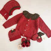 FW25儿童针织开衫 到手5Z Little现货丹麦Konges 草莓帽子手套脚套