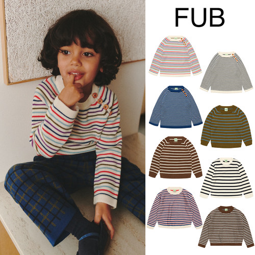 Little现货 丹麦FUB FW26秋冬儿童细条纹羊毛毛衣上衣
