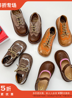 3件5折 little手工意大利eureka FW24儿童中性流苏系带软底皮鞋