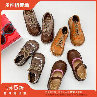 FW24儿童中性流苏系带软底皮鞋 little手工意大利eureka 3件5折