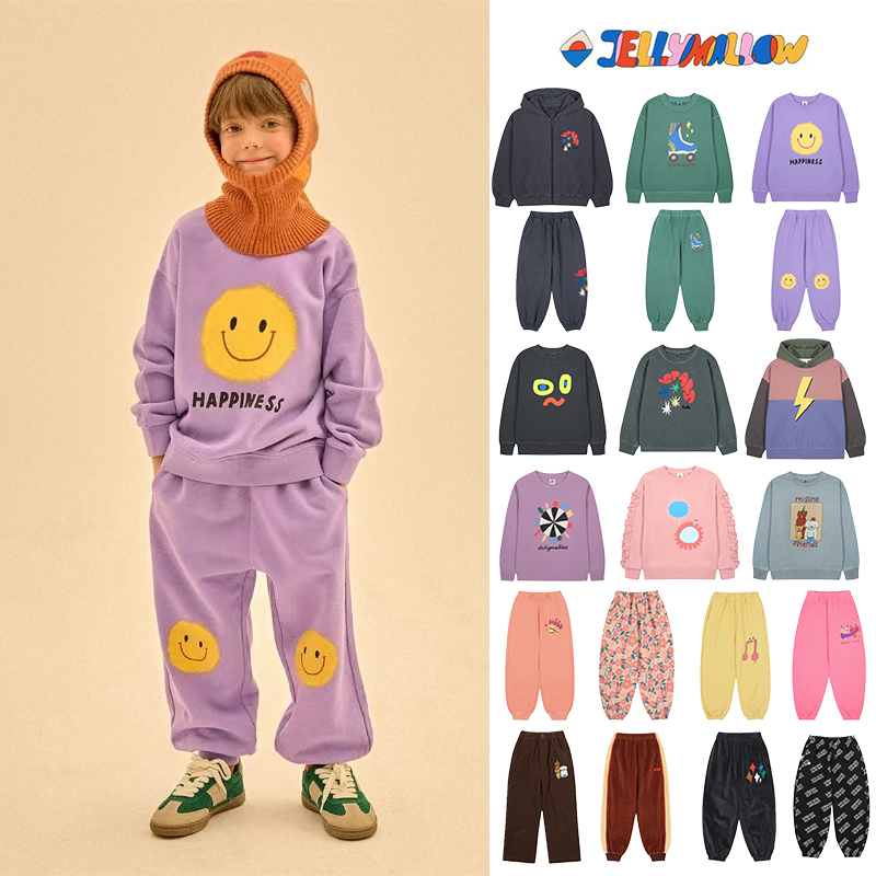 9Z Little现货 jellymallow FW25秋冬儿童中性印花卫衣卫裤T恤