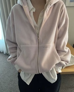 现货PREON工厂自制秋冬新款百搭舒适摇粒绒拉链连帽外套smooth风