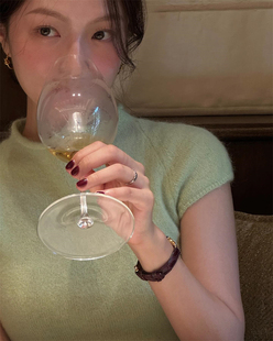 现货PREON工厂自制秋冬ged荷静同款气质温柔绿色薄款针织短袖