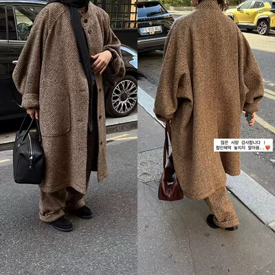 现货PREON工厂自制冬季新款高级感斜纹羊毛长款大衣ethos同款外套